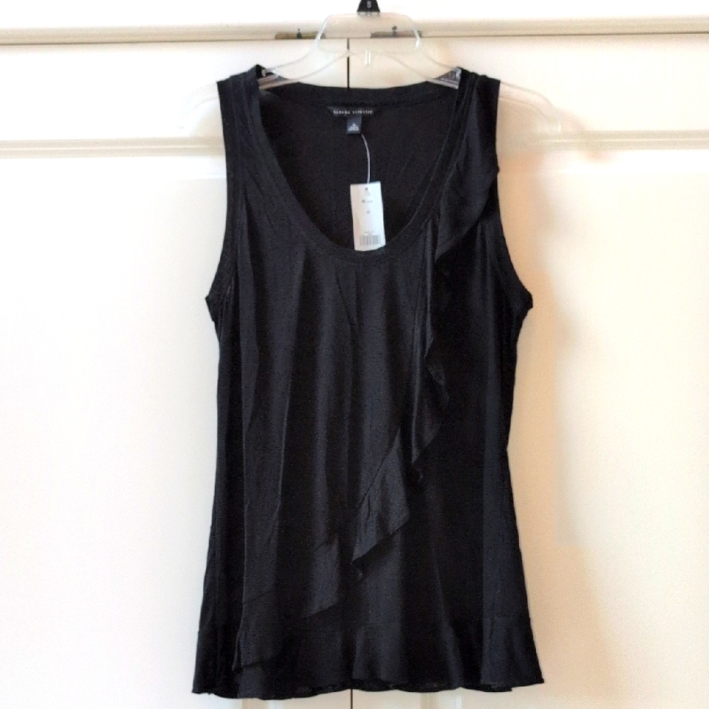 NWT Banana Republic Black Sleeveless Top With Ruffles